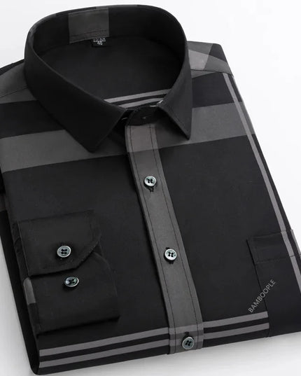 Men's Slim Fit Print Shirt - Autumn Spring Long Sleeve, Anti-Wrinkle