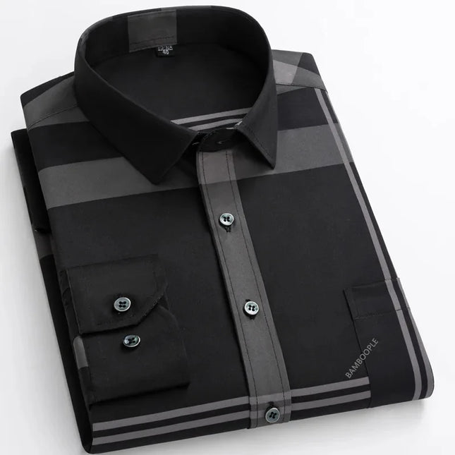 Men's Slim Fit Print Shirt - Autumn Spring Long Sleeve, Anti-Wrinkle