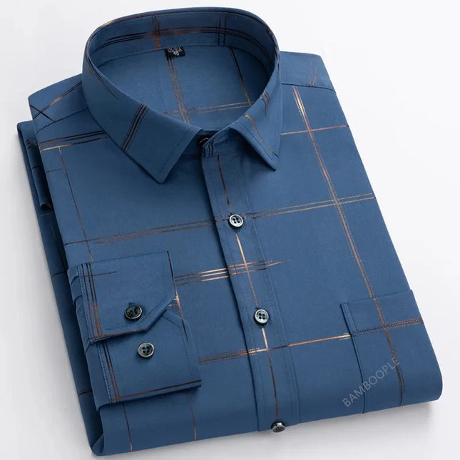 Men's Slim Fit Print Shirt - Autumn Spring Long Sleeve, Anti-Wrinkle
