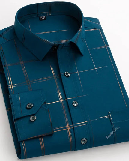 Men's Slim Fit Print Shirt - Autumn Spring Long Sleeve, Anti-Wrinkle