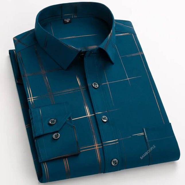 Men's Slim Fit Print Shirt - Autumn Spring Long Sleeve, Anti-Wrinkle