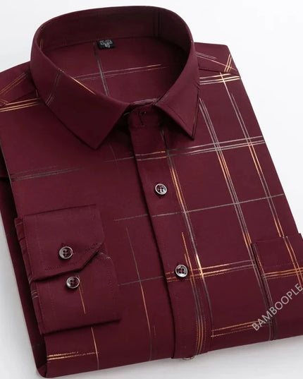 Men's Slim Fit Print Shirt - Autumn Spring Long Sleeve, Anti-Wrinkle