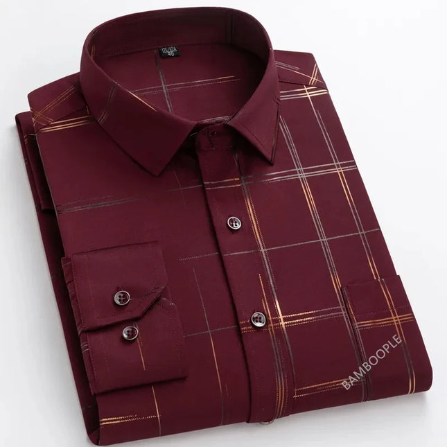 Men's Slim Fit Print Shirt - Autumn Spring Long Sleeve, Anti-Wrinkle