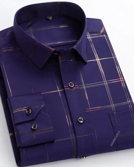 Men's Slim Fit Print Shirt - Autumn Spring Long Sleeve, Anti-Wrinkle