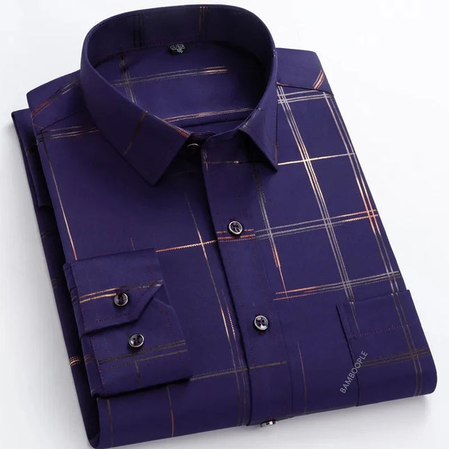 Men's Slim Fit Print Shirt - Autumn Spring Long Sleeve, Anti-Wrinkle