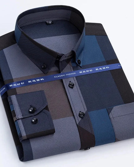 Men's Slim Fit Print Shirt - Autumn Spring Long Sleeve, Anti-Wrinkle