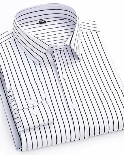 Men's Slim Fit Print Shirt - Autumn Spring Long Sleeve, Anti-Wrinkle