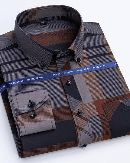 Men's Slim Fit Print Shirt - Autumn Spring Long Sleeve, Anti-Wrinkle