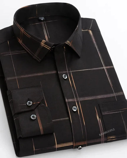 Men's Slim Fit Print Shirt - Autumn Spring Long Sleeve, Anti-Wrinkle