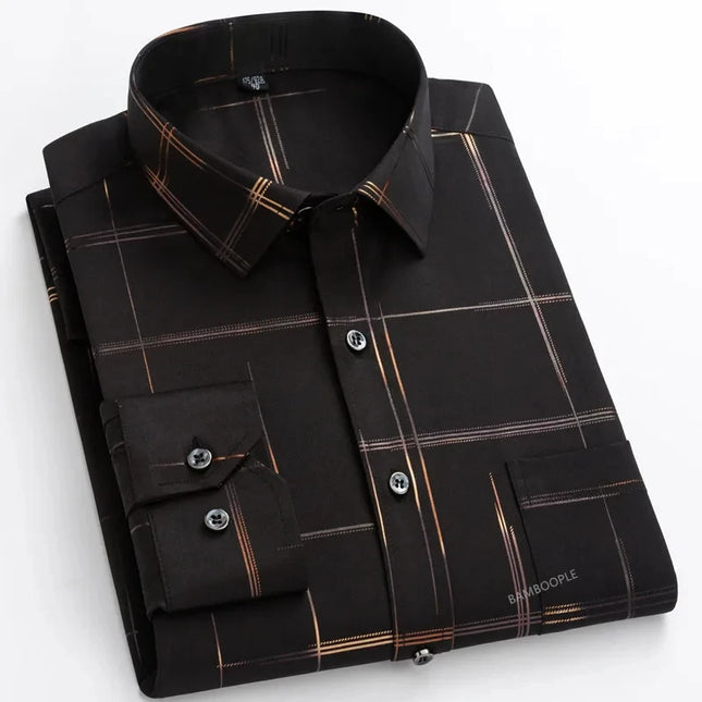 Men's Slim Fit Print Shirt - Autumn Spring Long Sleeve, Anti-Wrinkle