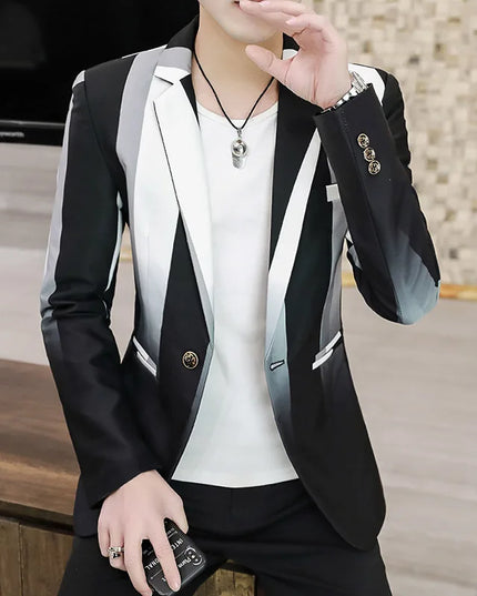 Men's Slim-Fit Striped Blazer - Fashionable British Style for Any Occasion