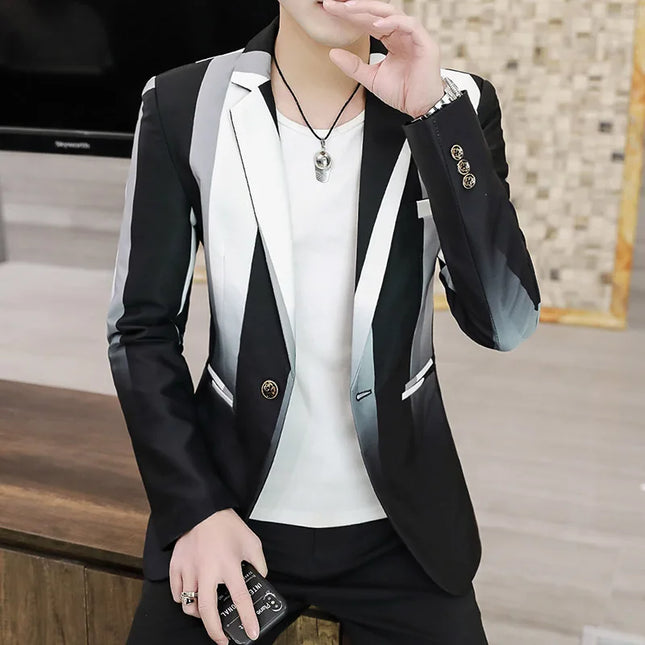 Men's Slim-Fit Striped Blazer - Fashionable British Style for Any Occasion