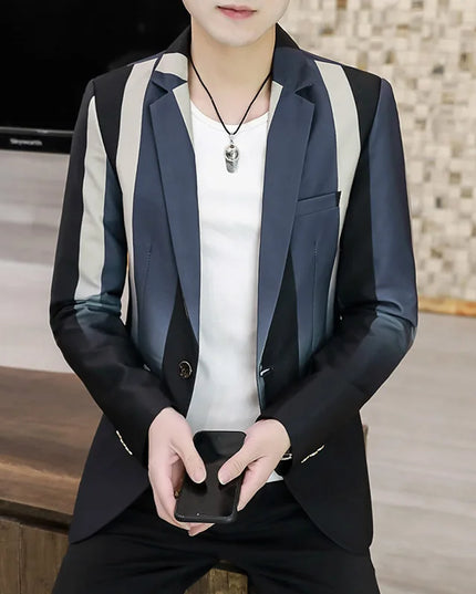 Men's Slim-Fit Striped Blazer - Fashionable British Style for Any Occasion