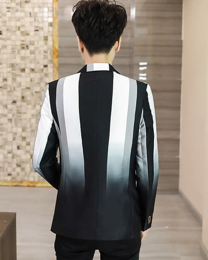 Men's Slim-Fit Striped Blazer - Fashionable British Style for Any Occasion