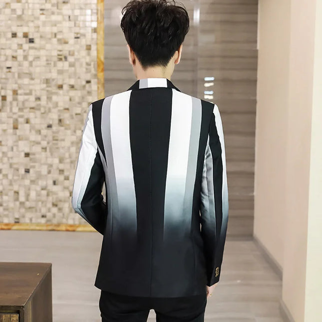 Men's Slim-Fit Striped Blazer - Fashionable British Style for Any Occasion