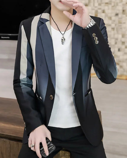 Men's Slim-Fit Striped Blazer - Fashionable British Style for Any Occasion