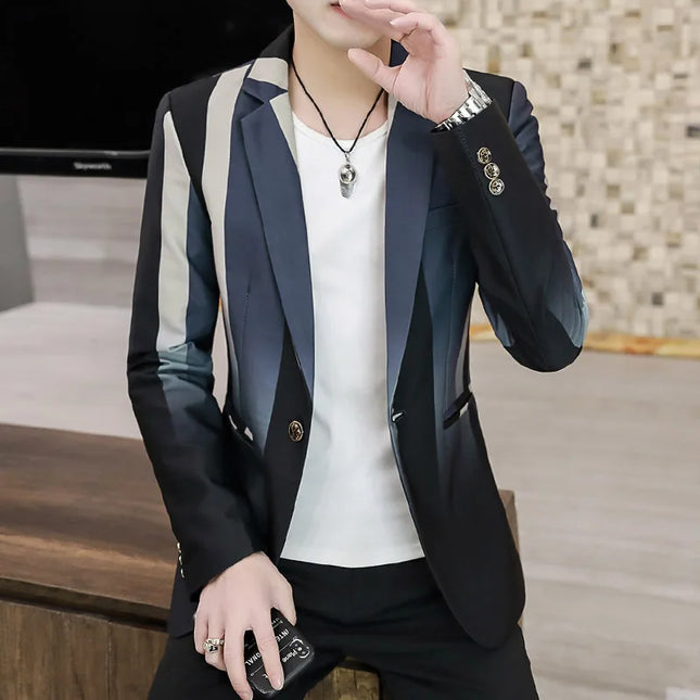 Men's Slim-Fit Striped Blazer - Fashionable British Style for Any Occasion