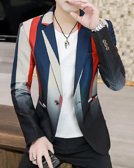 Men's Slim-Fit Striped Blazer - Fashionable British Style for Any Occasion