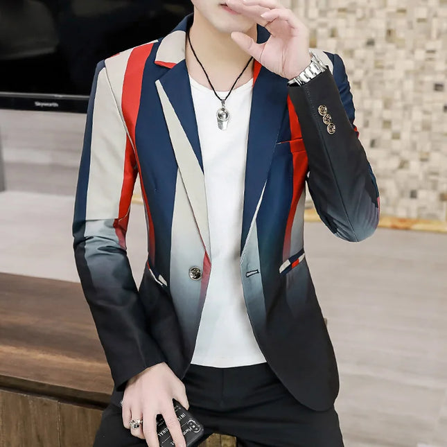 Men's Slim-Fit Striped Blazer - Fashionable British Style for Any Occasion