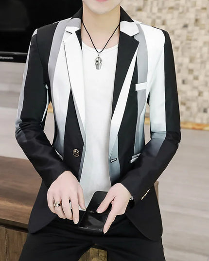 Men's Slim-Fit Striped Blazer - Fashionable British Style for Any Occasion