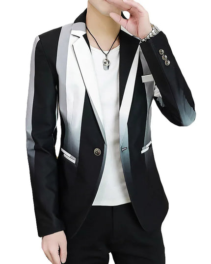 Men's Slim-Fit Striped Blazer - Fashionable British Style for Any Occasion