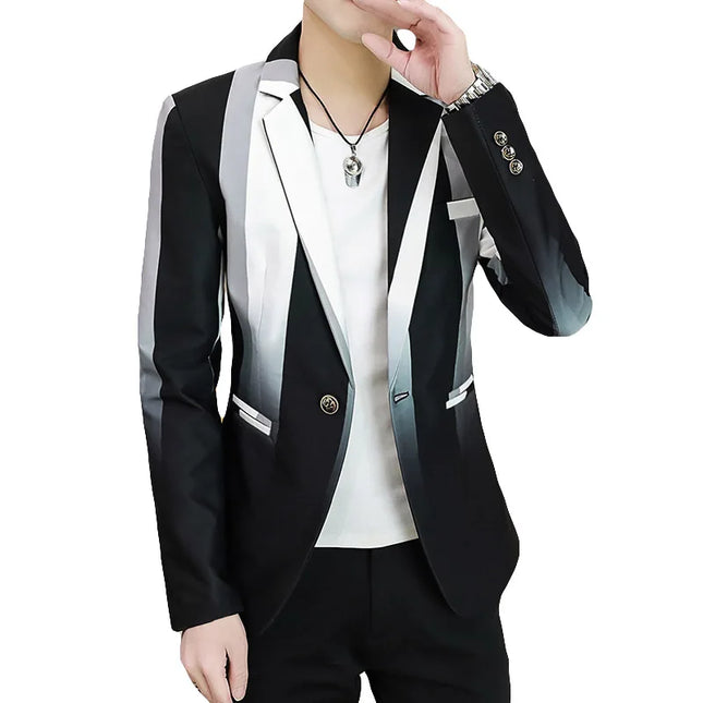 Men's Slim-Fit Striped Blazer - Fashionable British Style for Any Occasion