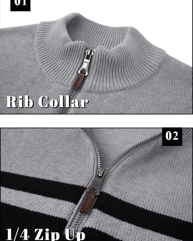 Men's Soft Cotton 1/4 Zip Sweater - Versatile Layer for Outdoor Wear