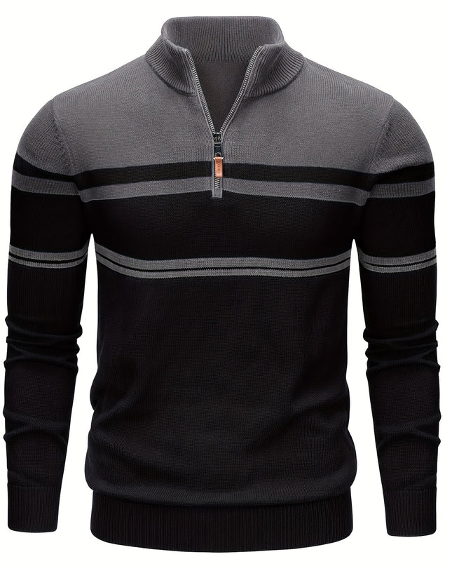 Men's Soft Cotton 1/4 Zip Sweater - Versatile Layer for Outdoor Wear
