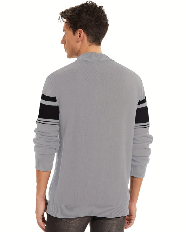 Men's Soft Cotton 1/4 Zip Sweater - Versatile Layer for Outdoor Wear