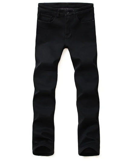 Men's Soft Stretch Black Biker Jeans - Slim Fit Fashion Trousers