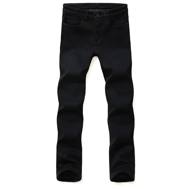 Men's Soft Stretch Black Biker Jeans - Slim Fit Fashion Trousers