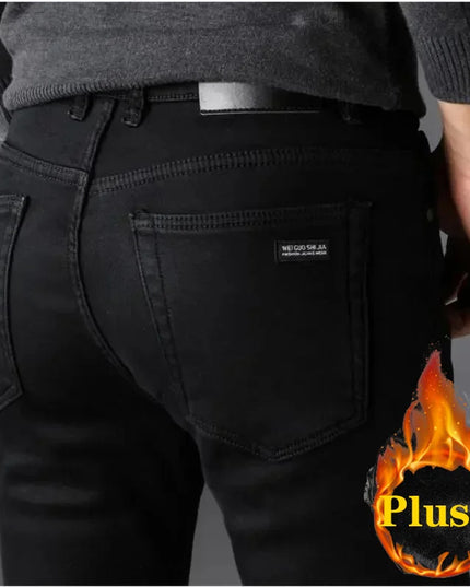 Men's Soft Stretch Black Biker Jeans - Slim Fit Fashion Trousers