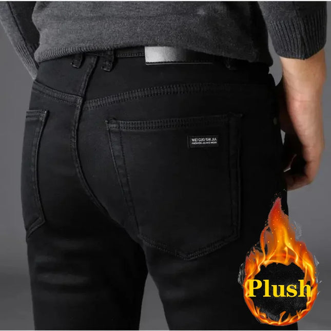 Men's Soft Stretch Black Biker Jeans - Slim Fit Fashion Trousers