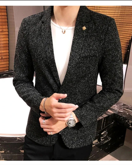 Men's Solid Color Blazer - British Style Fashion Suit for Events