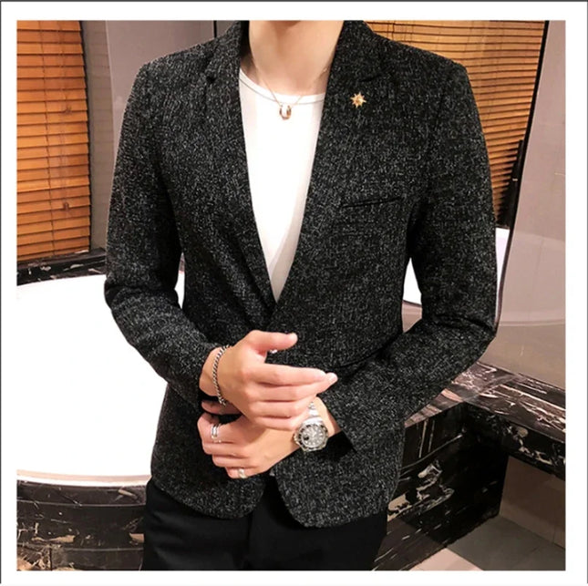 Men's Solid Color Blazer - British Style Fashion Suit for Events