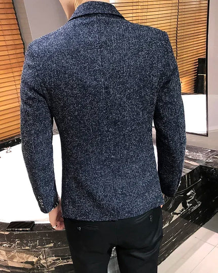 Men's Solid Color Blazer - British Style Fashion Suit for Events