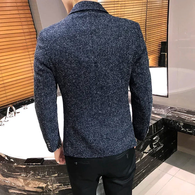 Men's Solid Color Blazer - British Style Fashion Suit for Events
