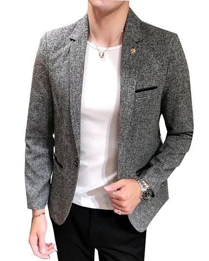 Men's Solid Color Blazer - British Style Fashion Suit for Events