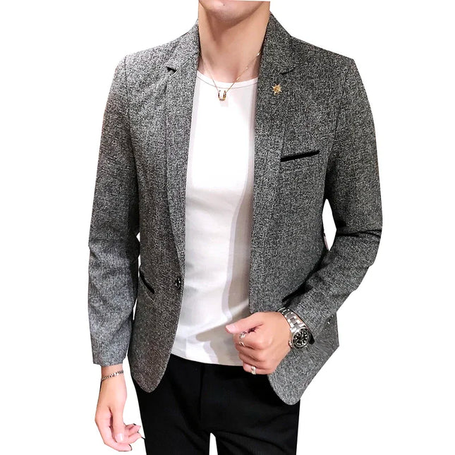 Men's Solid Color Blazer - British Style Fashion Suit for Events