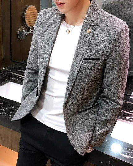 Men's Solid Color Blazer - British Style Fashion Suit for Events
