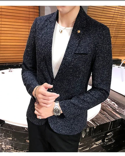 Men's Solid Color Blazer - British Style Fashion Suit for Events