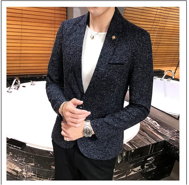 Men's Solid Color Blazer - British Style Fashion Suit for Events