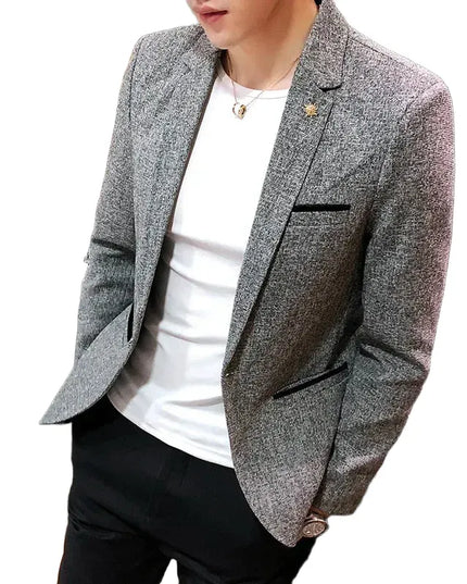 Men's Solid Color Blazer - British Style Fashion Suit for Events