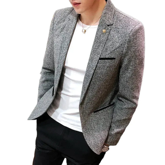 Men's Solid Color Blazer - British Style Fashion Suit for Events