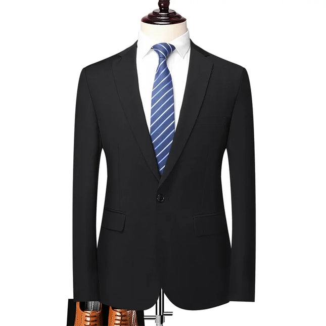 Men's Solid Color Blazer - British Style for Work & Weddings