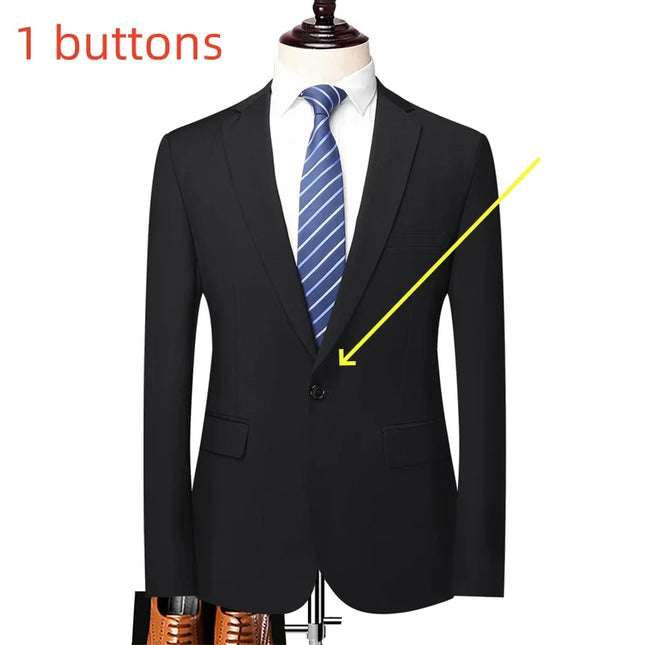 Men's Solid Color Blazer - British Style for Work & Weddings