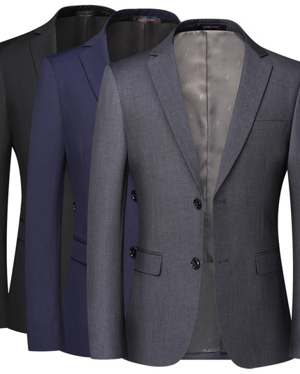 Men's Solid Color Blazer - Professional British Style Jacket