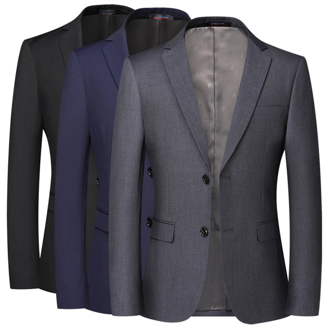 Men's Solid Color Blazer - Professional British Style Jacket