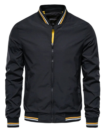 Men's Solid Color Bomber Jacket - Casual Slim Fit Outerwear