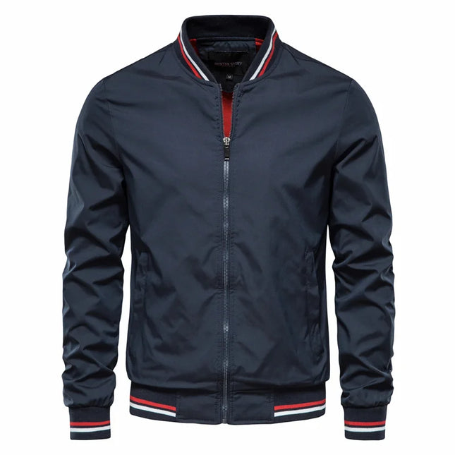 Men's Solid Color Bomber Jacket - Casual Slim Fit Outerwear